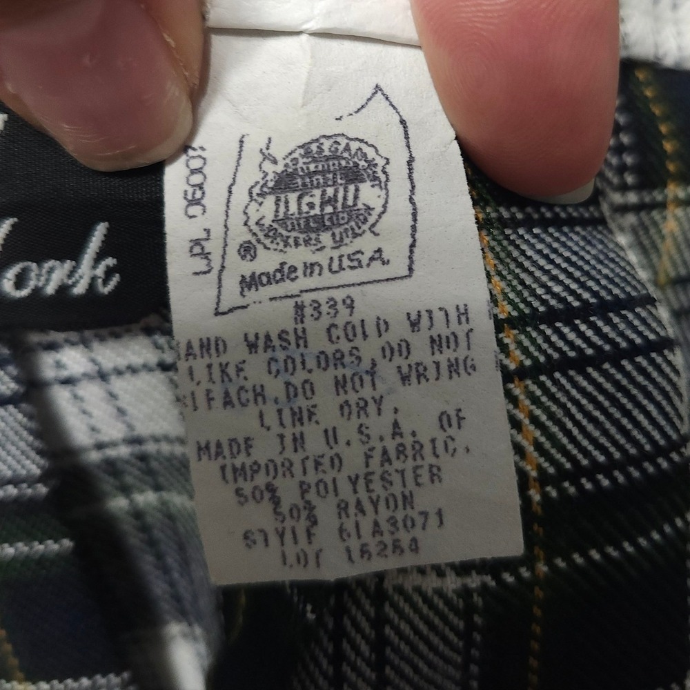 Vintage Lloyd New York Plaid Pleated Midi Skirt Navy White Green Size 12 USA - Picture 6 of 7